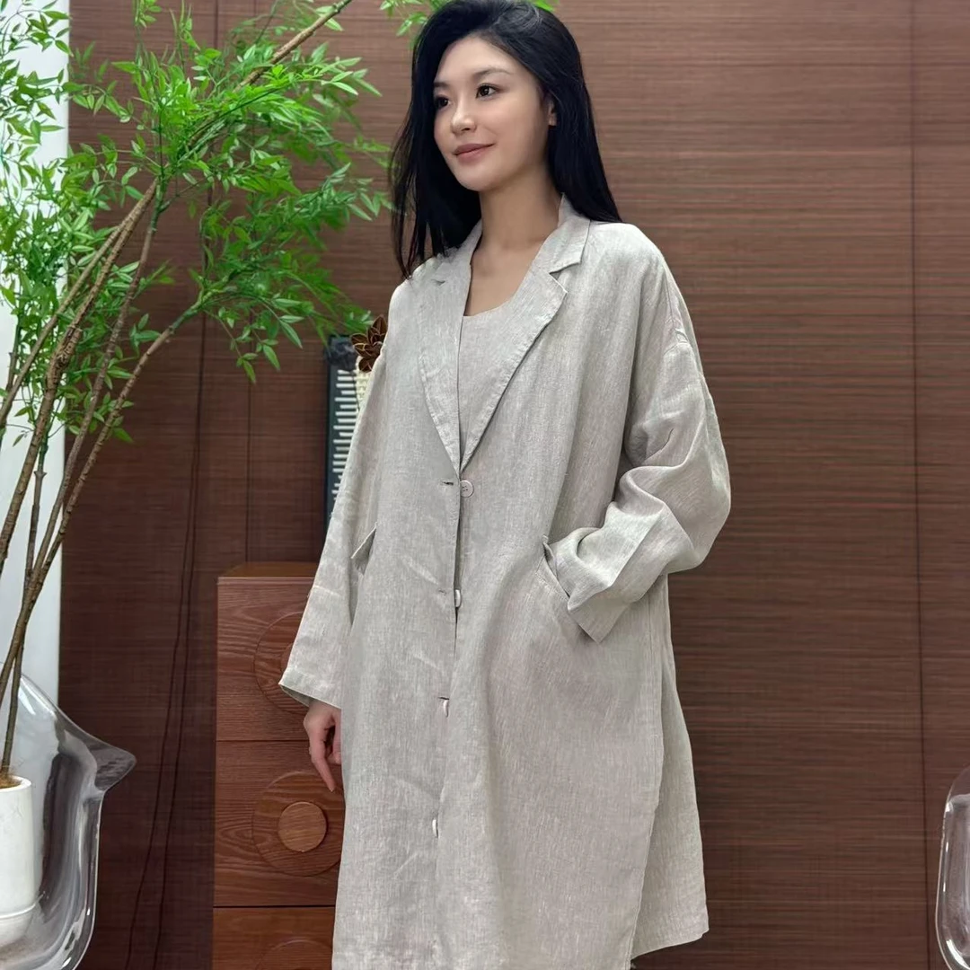 【Oversize】100%汉麻女士大风衣外套9支挺括有型百搭好看经典轻奢