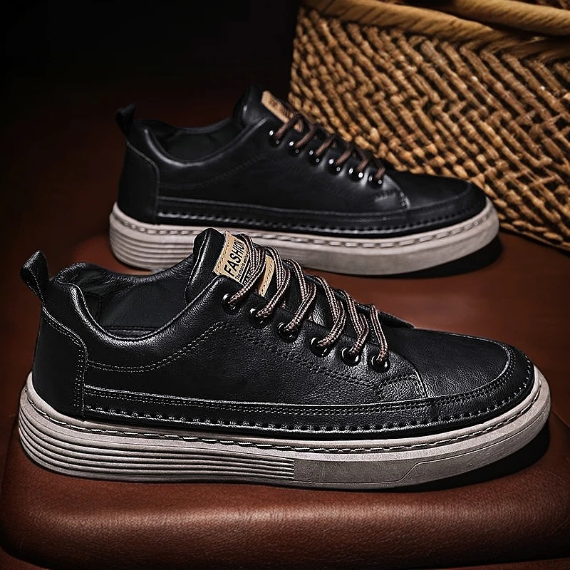 春季新款板鞋休闲男鞋防水厨师百搭男士工作鞋子潮鞋上班鞋子男款