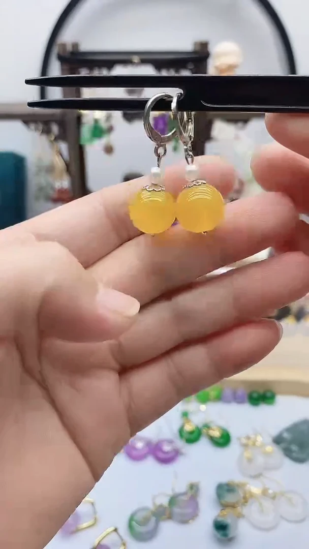 银S925镶嵌耳饰玛瑙/玉髓42
