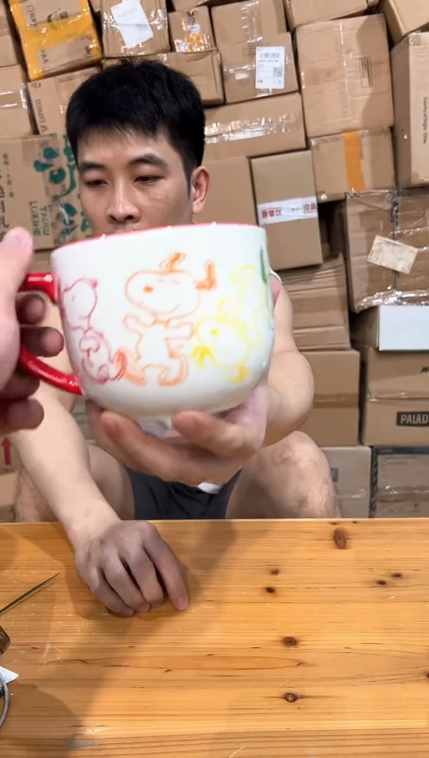 瓷片史努比七彩早餐杯