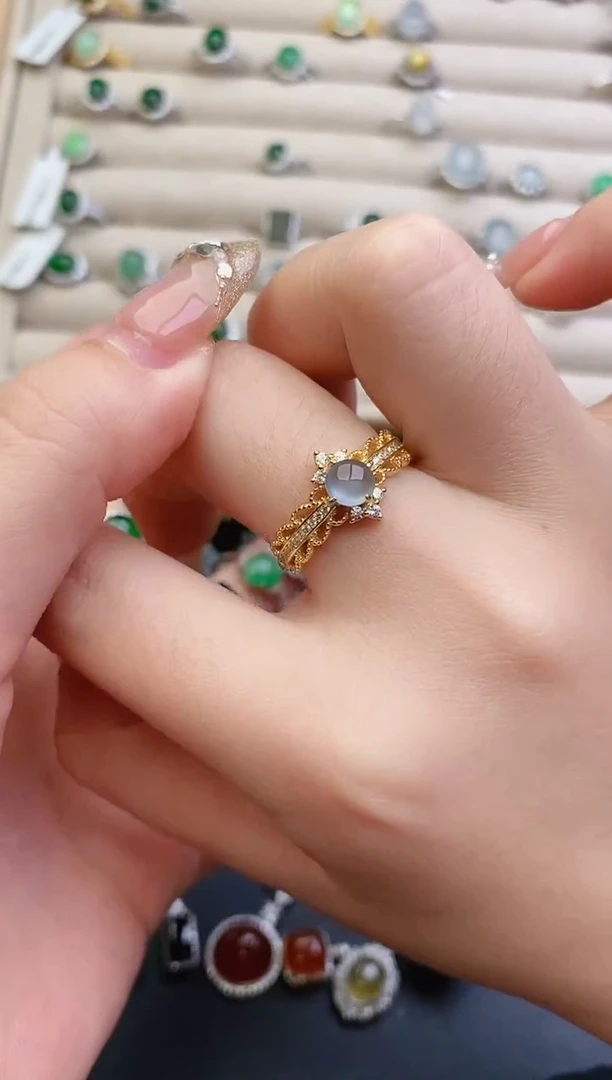 银S925镶嵌戒指翡翠0