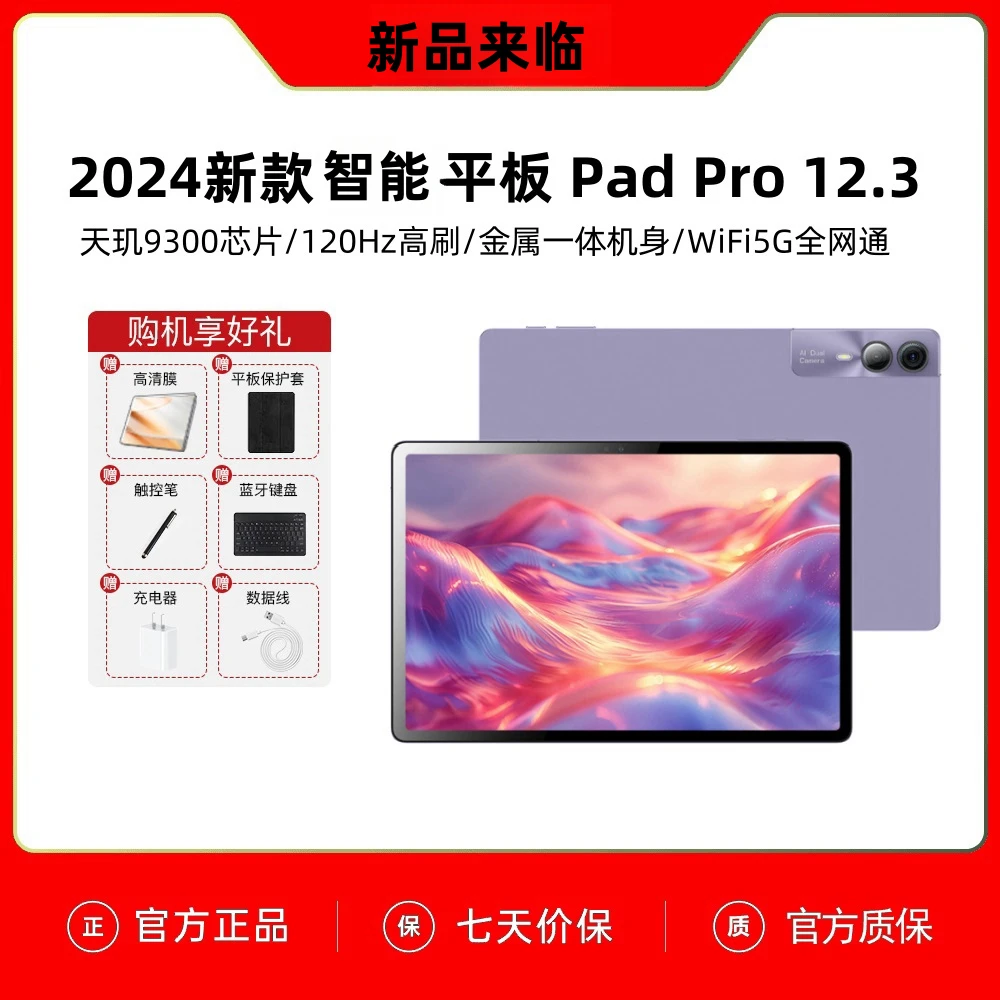 平板电脑 pad全网通5G游戏商务办公上网课12.3英寸高清全面屏