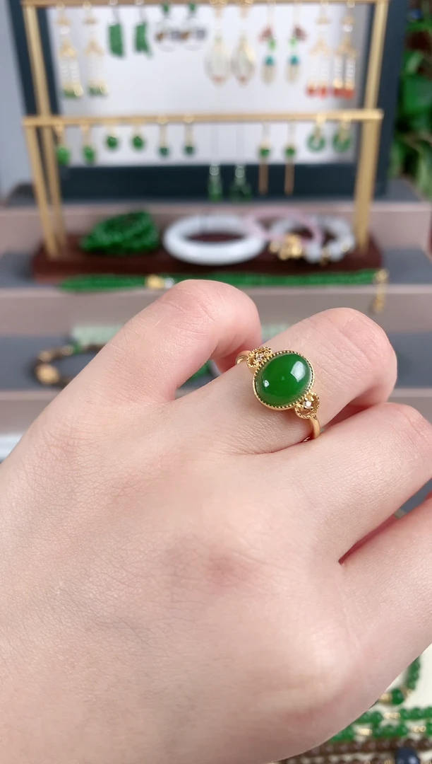 银S925镶嵌戒指和田玉1