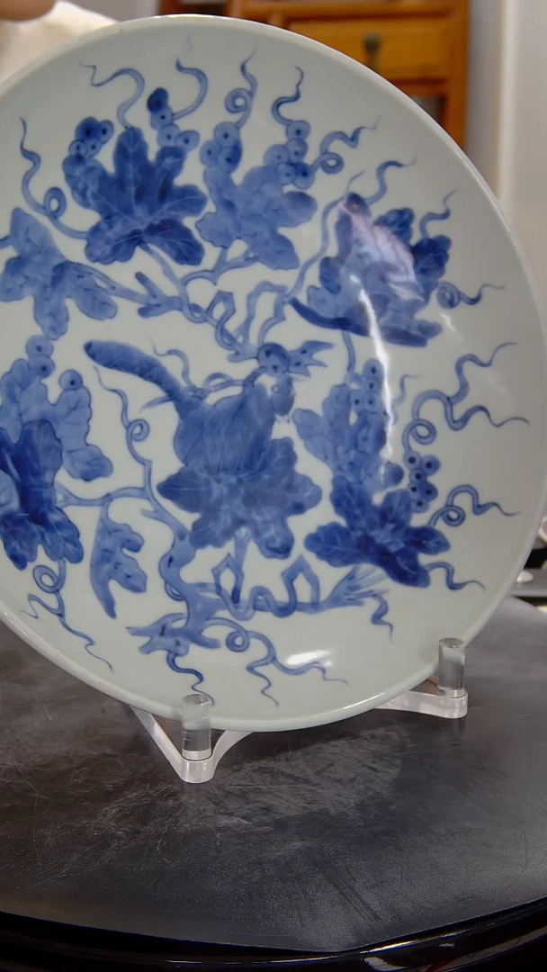 瓶青花松鼠葡萄纹赏盘#541#