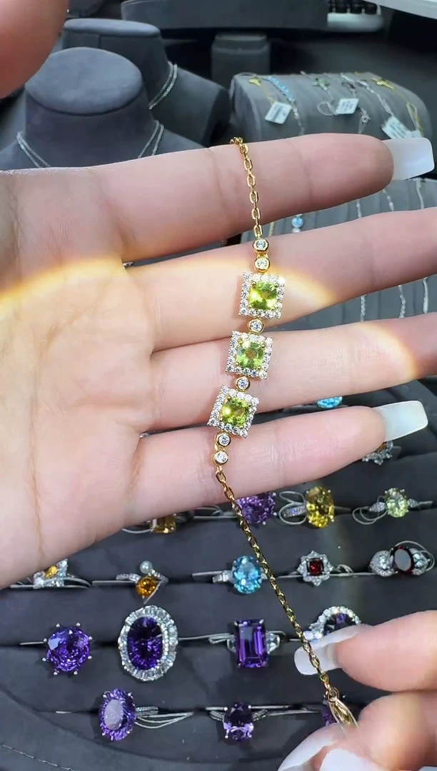 银S925镶嵌手链橄榄石2.16ct【七天鉴赏期】