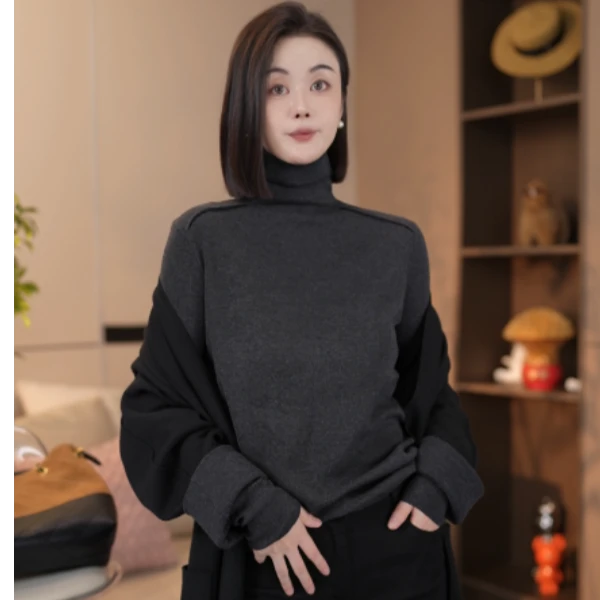 ‘SXZY’【松露】深灰色 阿拉善绵羊毛百搭显瘦修身内搭羊毛衫内搭