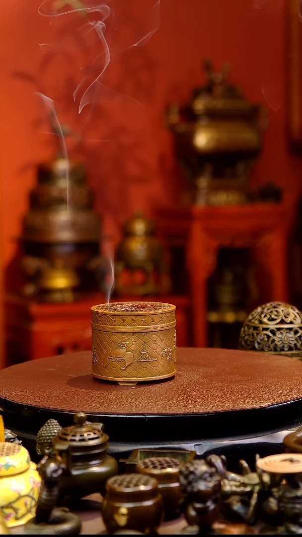 铜琴棋书画    印香炉