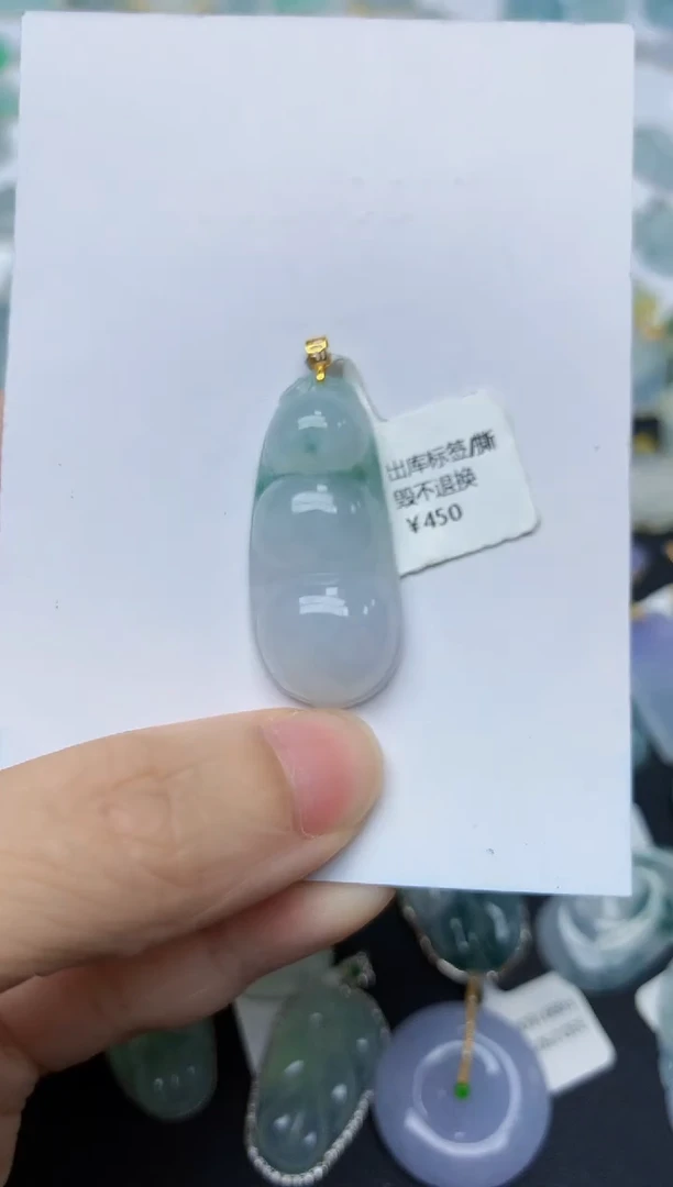 翡翠18K金镶嵌颈饰天然缅甸A货翡翠