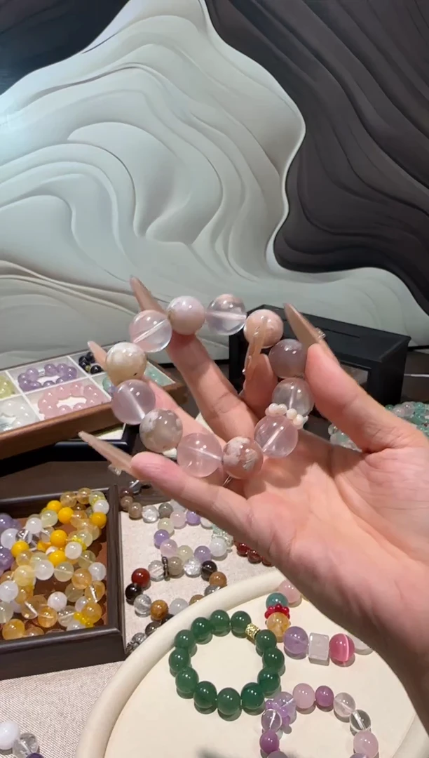 未镶嵌手串水晶樱花玛瑙