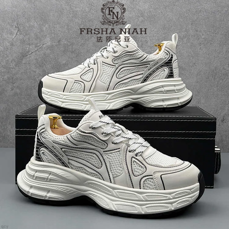 法莎尼亚老爹鞋男士2025夏季新款厚底增高时尚百搭透气软底运动鞋