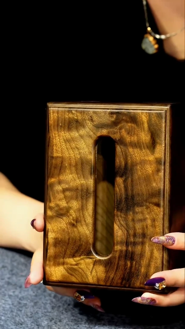 金丝楠【36】小叶金丝楠精品花纹纸巾盒