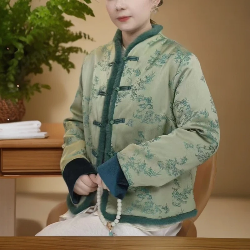 中式立领港风复古宽松加厚棉袄唐装外套2026新年拜年服原创正版