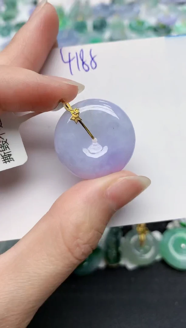 颈饰18K金镶嵌翡翠天然缅甸A货翡翠百元以上9元证书费自理