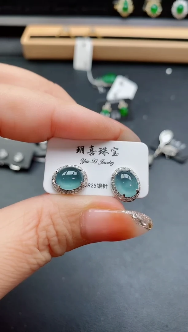 银S925镶嵌戒指翡翠1