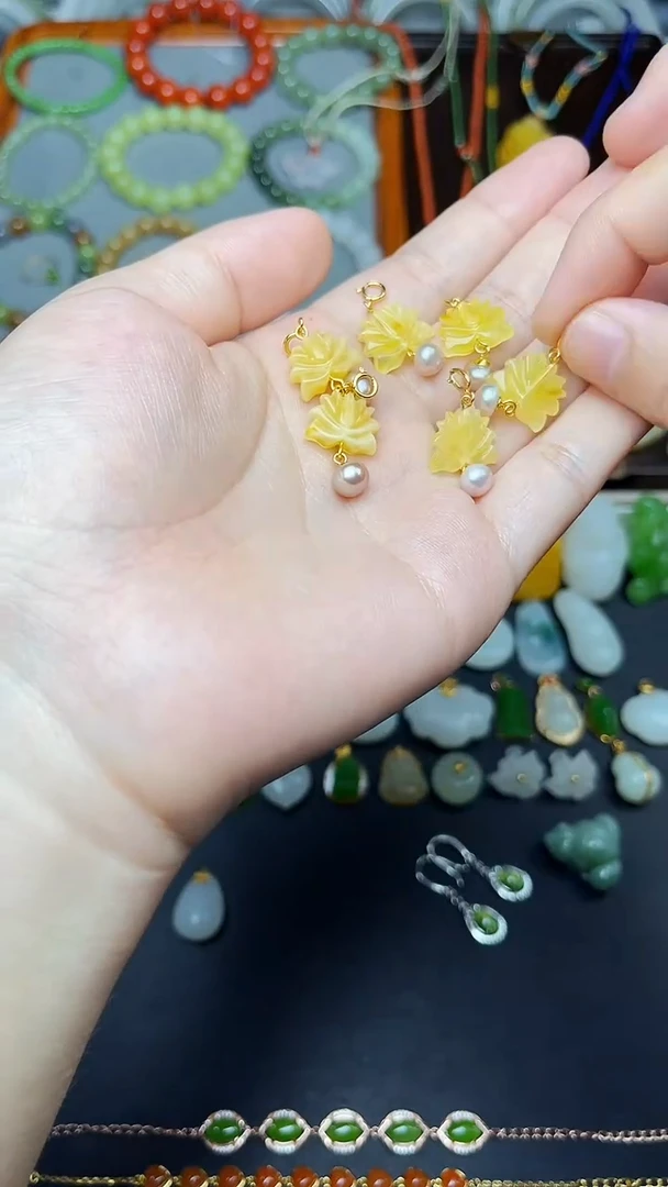 琥珀颈饰银S925镶嵌宝相花多样性拍一发一  06
