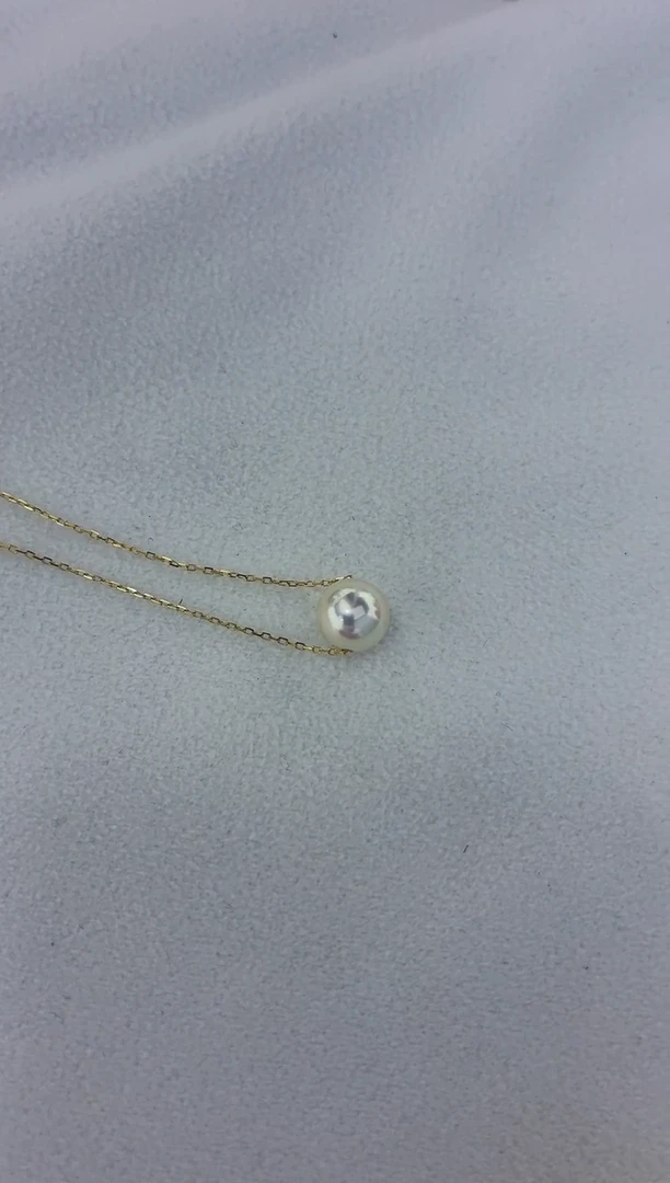 颈饰18K金镶嵌海水珍珠路路通8.5-9（微瑕