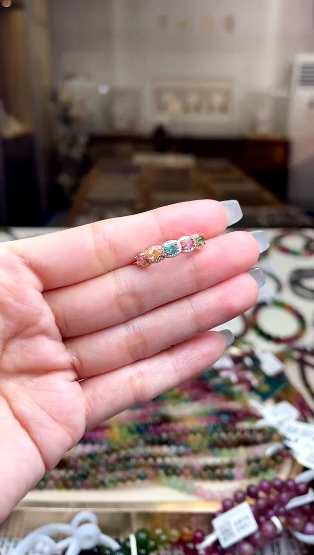 【闪购商品】碧玺/银S925镶嵌碧玺戒指多样性发货