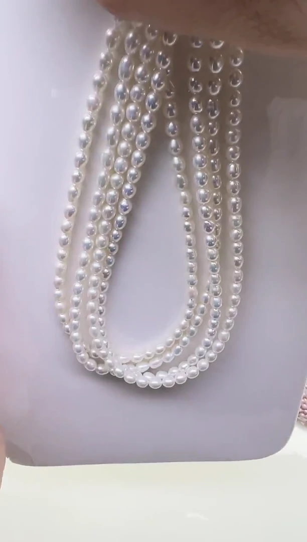 项链未镶嵌淡水珍珠极光白米型米胖子4-5mm