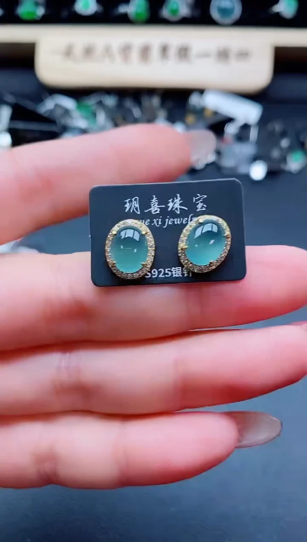 银S925镶嵌戒指翡翠1