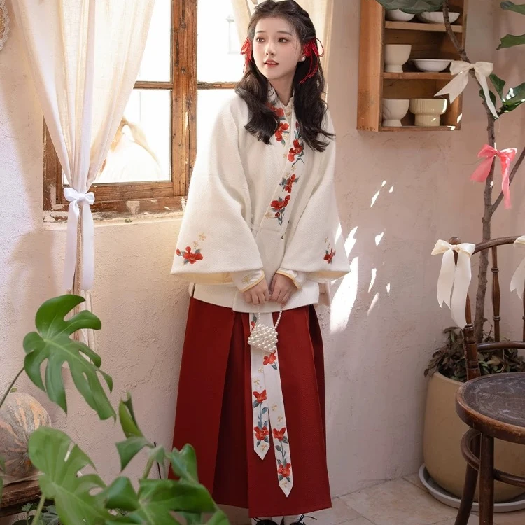 钟灵记【扶摇一梦】红色秋冬款女孩汉元素国风拜年服