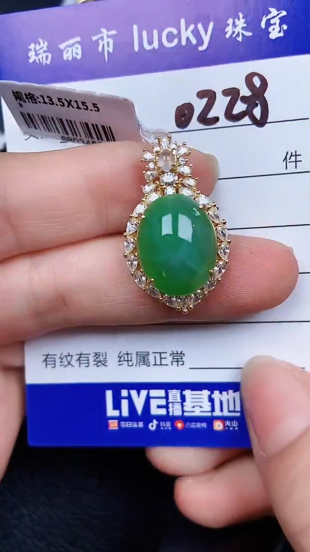 颈饰银S925镶嵌翡翠0238