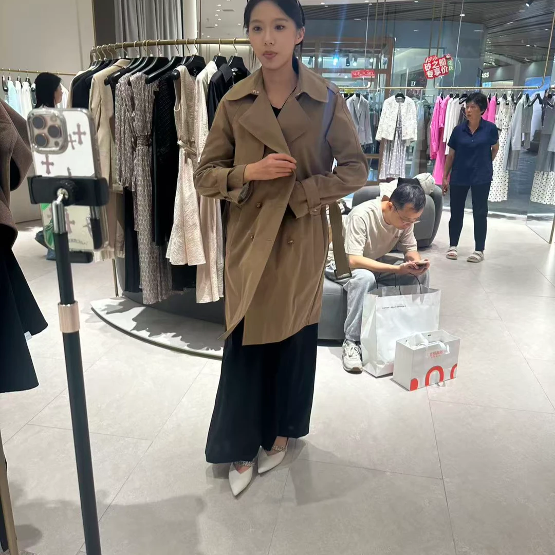 中长款九分袖夏季春季轻职风风衣大衣拼接女士休闲