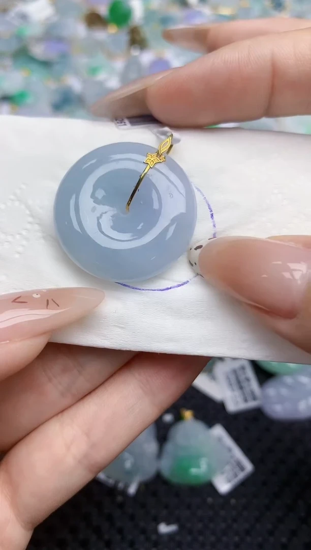 翡翠18K金镶嵌颈饰284   天然翡翠A货