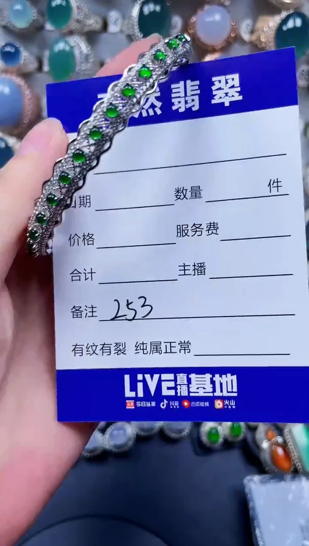 银S925镶嵌手镯翡翠253