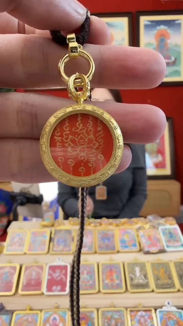 吊坠五条-热贡纯手绘唐卡吊坠