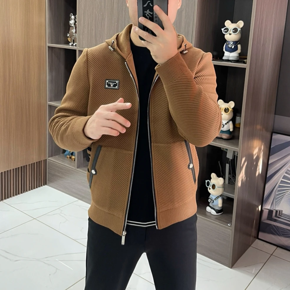 23020男士拉链连帽休闲夹克春季上衣外套短款时尚百搭潮流修身