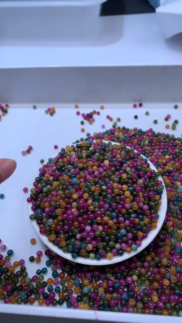 颈饰未镶嵌水晶W1844老矿碧玺4mm*60颗