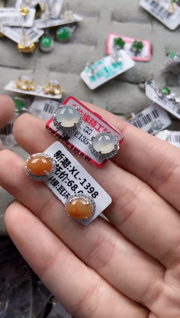 银S925镶嵌戒指翡翠13  13    9