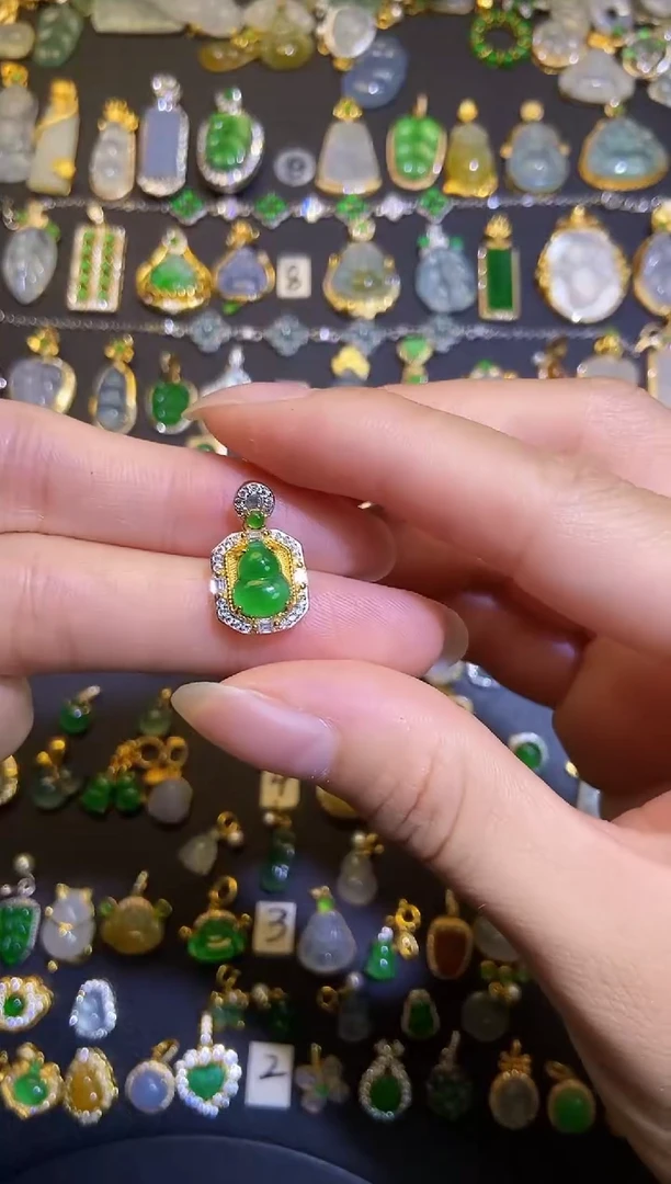 翡翠银S925镶嵌吊坠(不含链)1