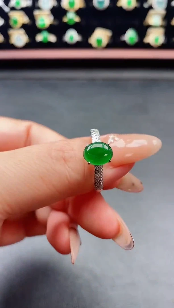 银S925镶嵌戒指翡翠1