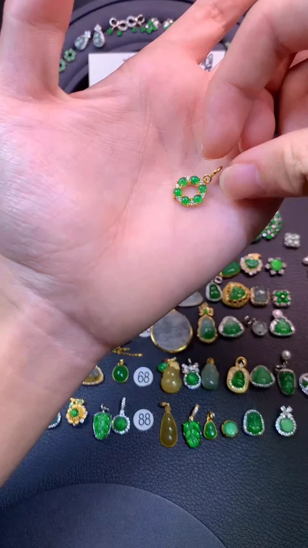 颈饰银S925镶嵌翡翠天然A货翡翠