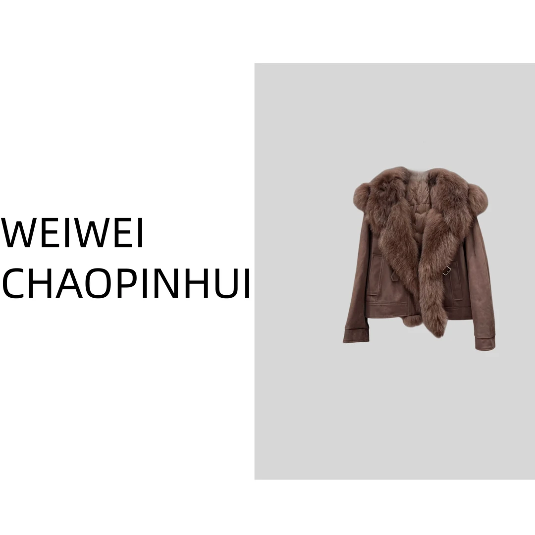 【薇薇高端欧货】冬季气质时尚拼接狐狸毛领白鹅绒羽绒服- 31271062