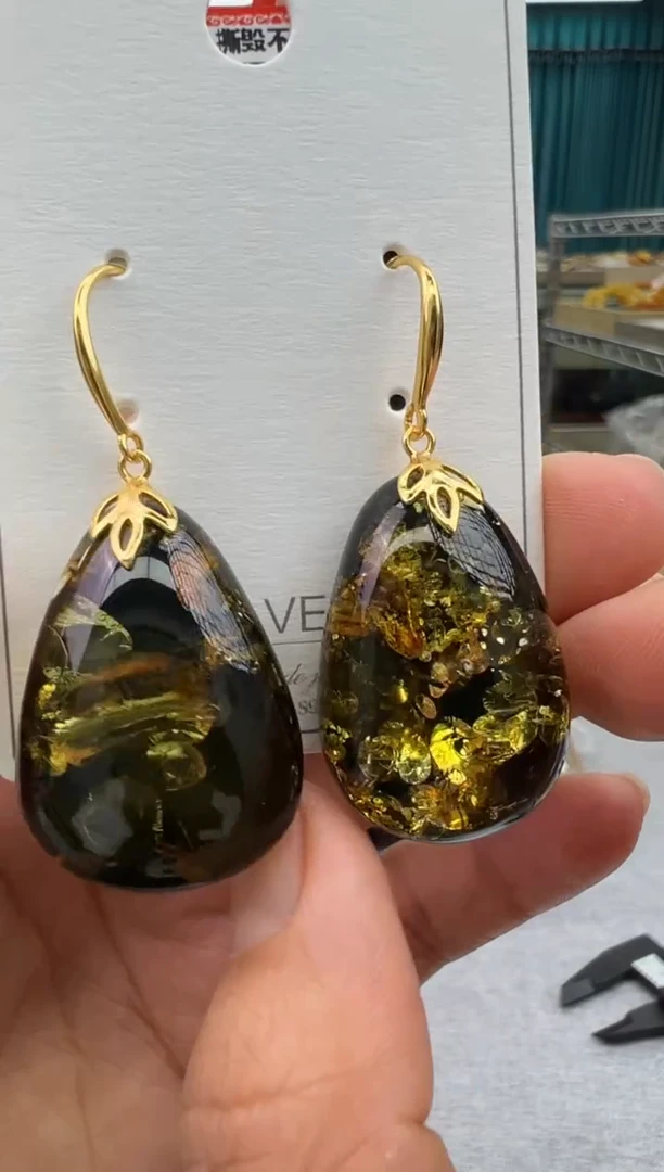 未镶嵌琥珀耳饰123秒拍号假一罚十