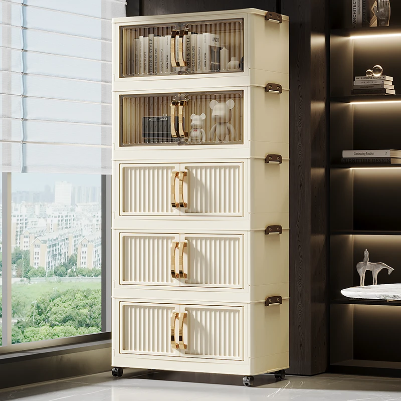 【拍四发五】竖纹50cm直径CX双开门收纳柜卧室家用零食书籍储物柜