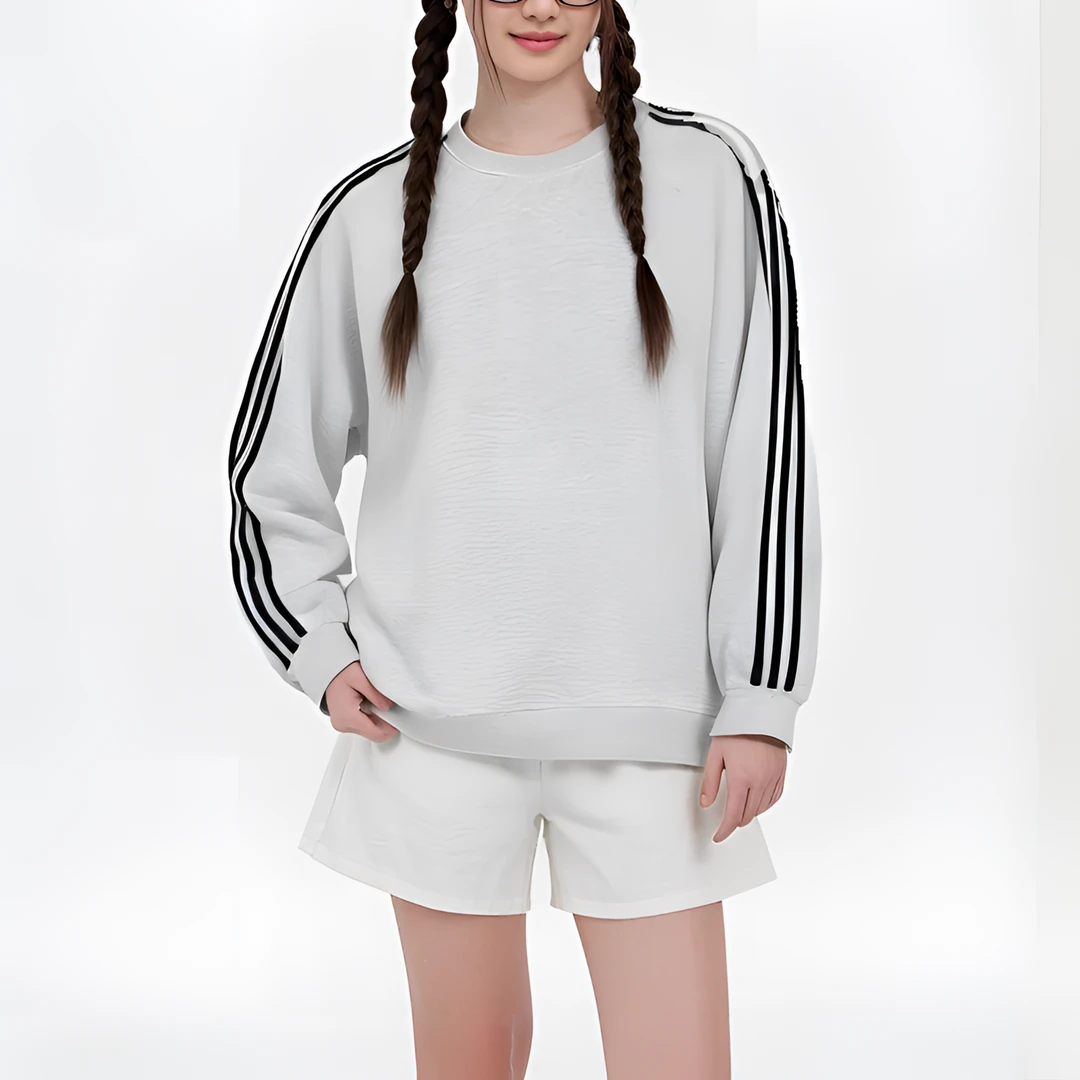 纯棉儿童衣服三条杠童装卫衣男童秋冬装女童女宝宝中大童圆领上衣