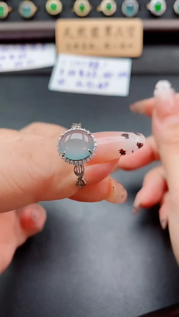 银S925镶嵌戒指翡翠1