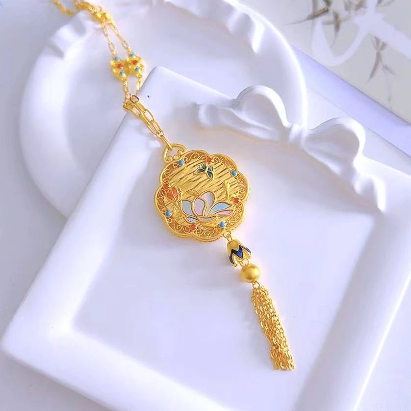 【赛菲尔万足】足金国色芳华蝶恋花系列螺钿套链足金项链