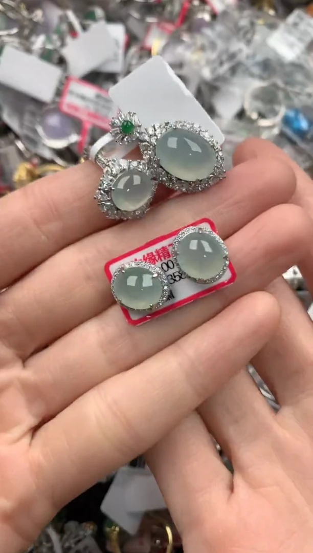 银S925镶嵌戒指翡翠3333----9