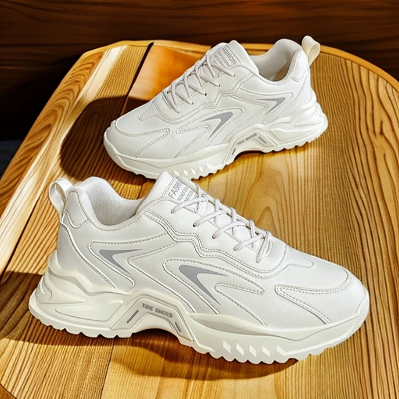 男鞋春秋季新款男款潮流青少年厚底运动百搭小白透气休闲老爹鞋