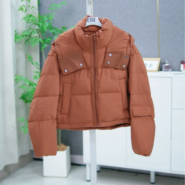 508 AA50短款连帽面包服女宽松小个子百搭加厚保暖羽绒服外套