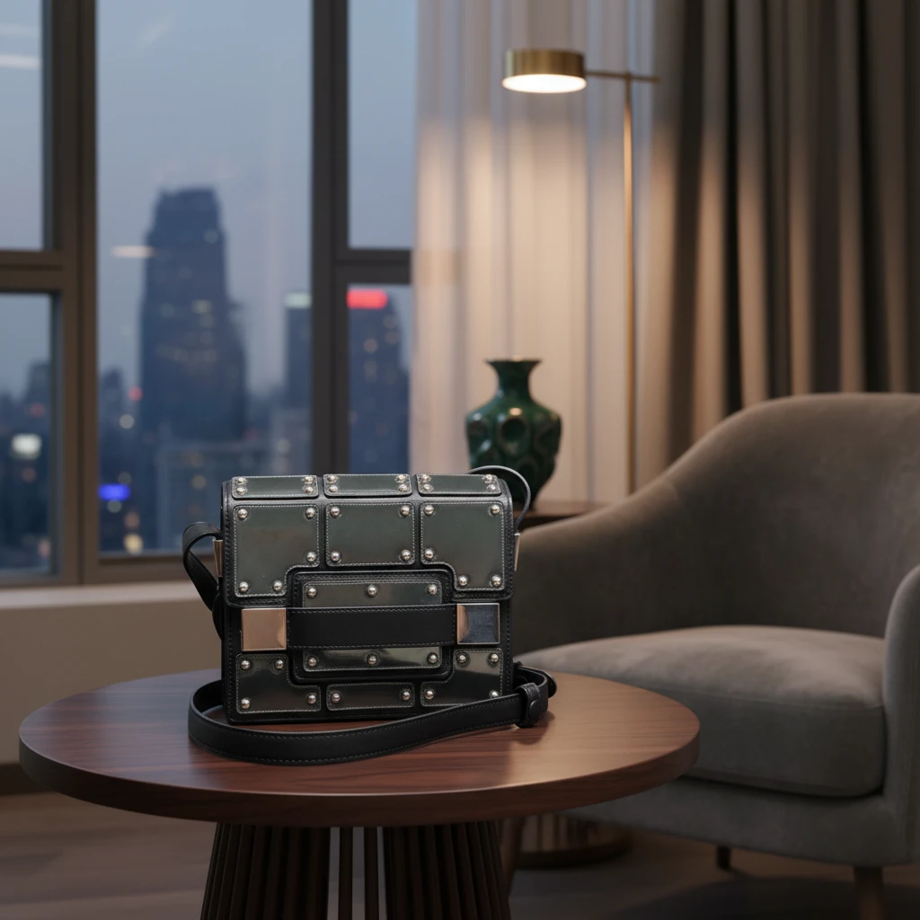 95新 Delvaux/德尔沃  漆皮钉子单肩包 1853 0201