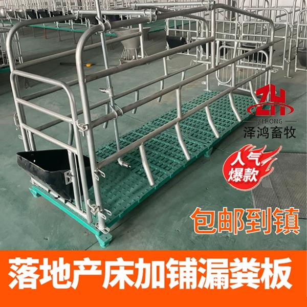 简易设计落地式单体母猪产床带漏粪板产保两用