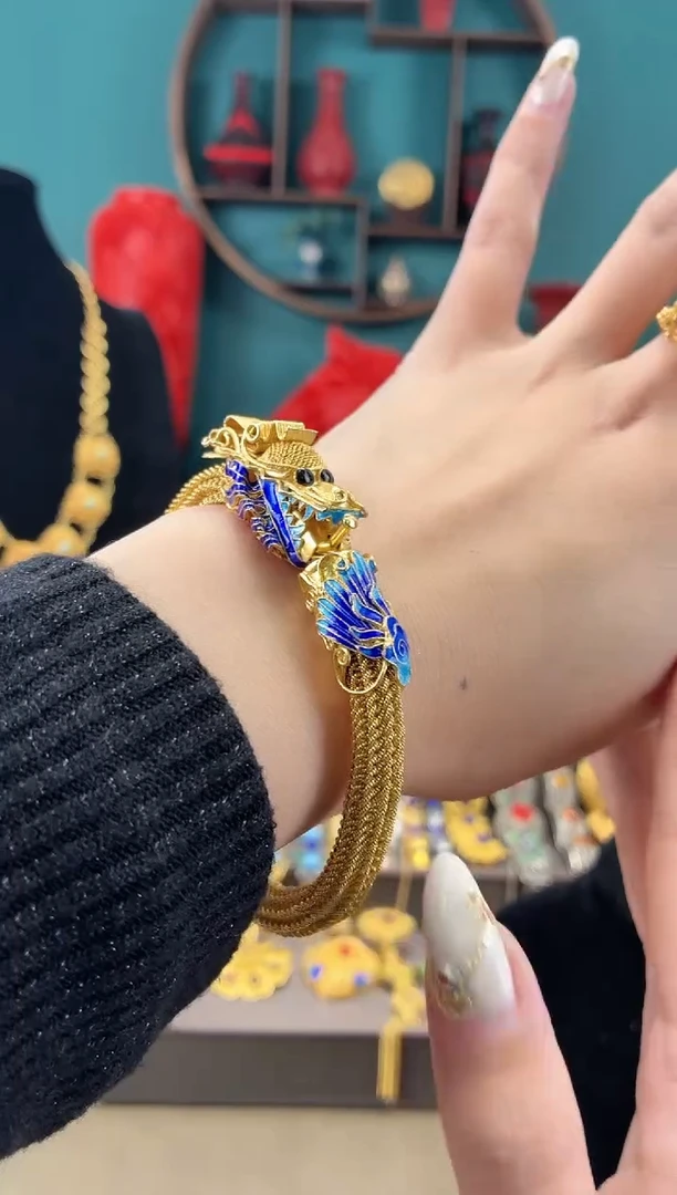 暖****）非遗手工花丝镶嵌镯子龙