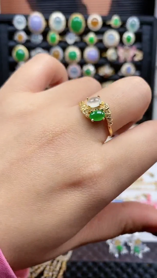 银S925镶嵌戒指翡翠290