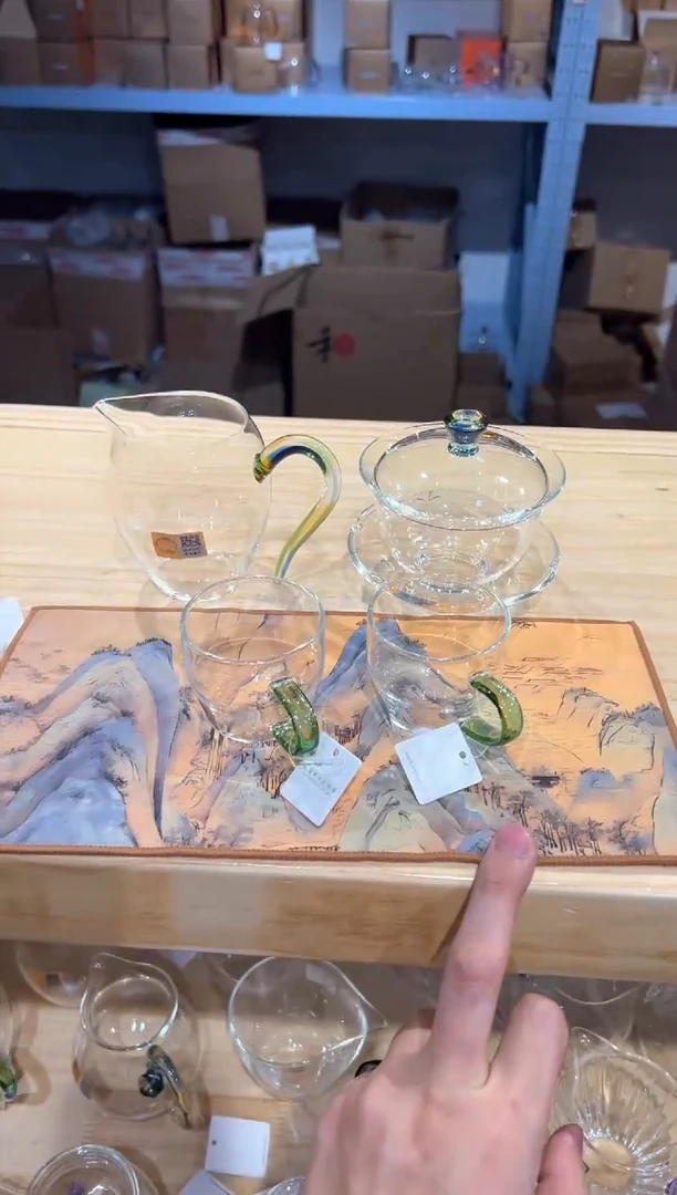 禾器-怡然茶海-迷翠+沁莲盖碗迷翠+清尚杯湖绿2只+禾器茶巾