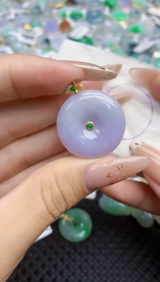 翡翠18K金镶嵌颈饰361   天然翡翠A货